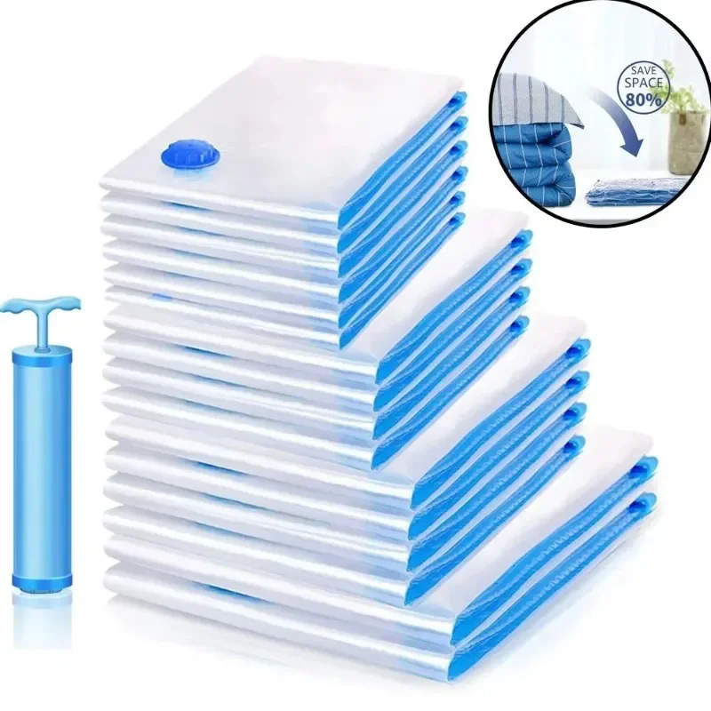 8-Piece Vacuum Storage Bags Set with Hand Pump – Save Space Instantly