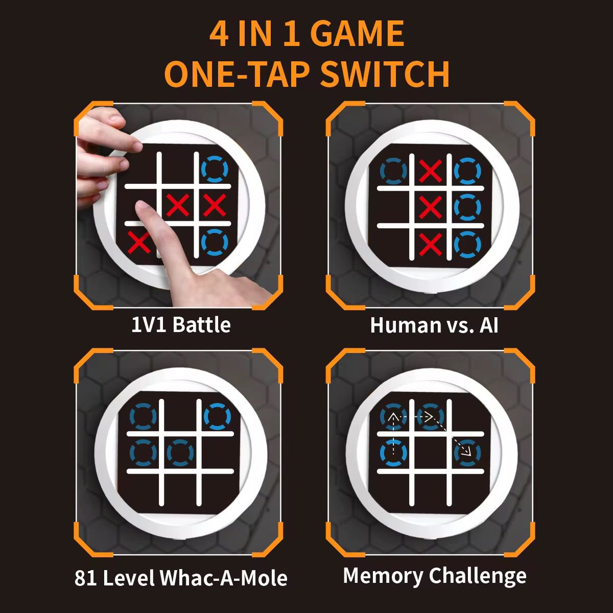 Smart Tic-Tac-Toe 4-in-1 Electronic Game – Interactive Handheld Puzzle Toy