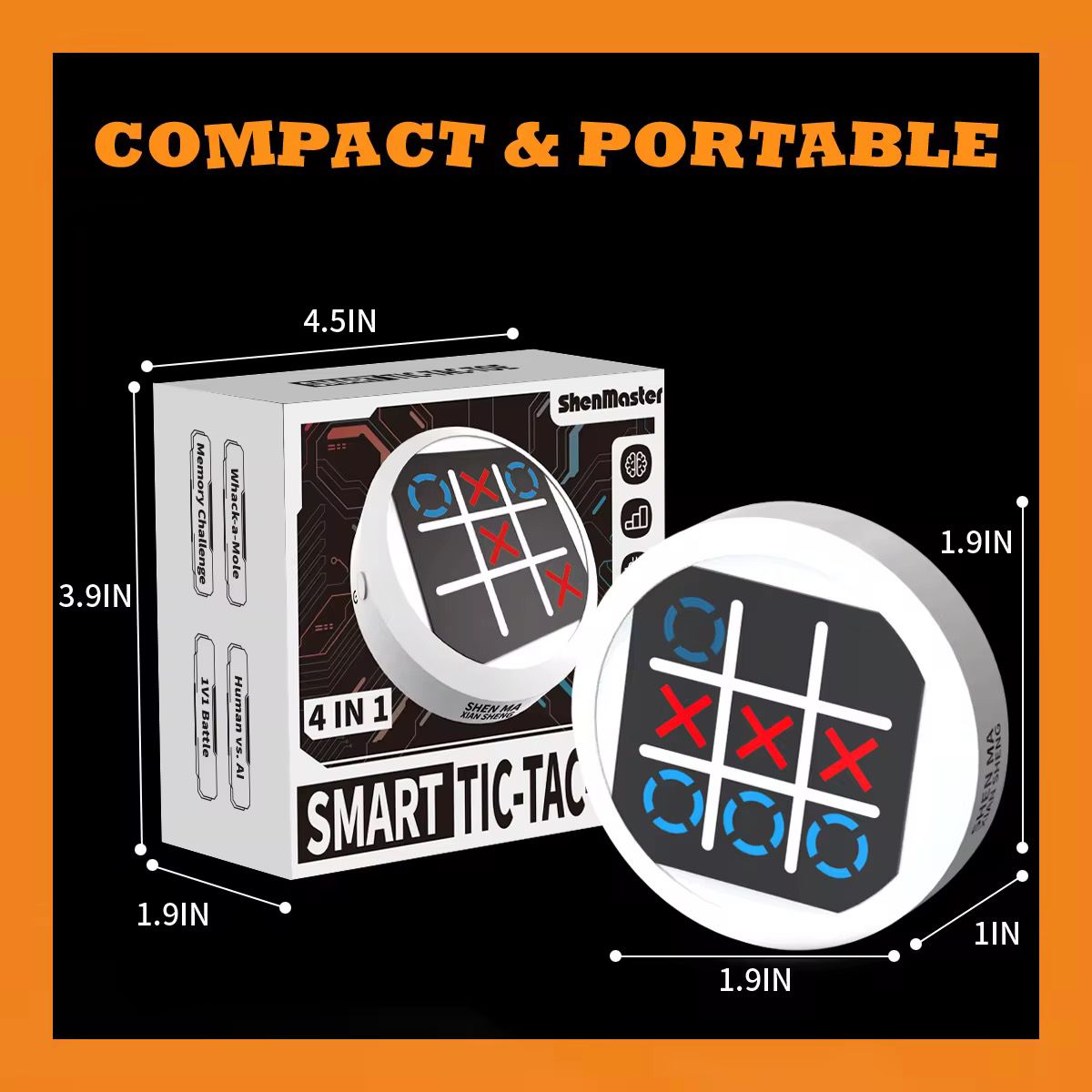 Smart Tic-Tac-Toe 4-in-1 Electronic Game – Interactive Handheld Puzzle Toy