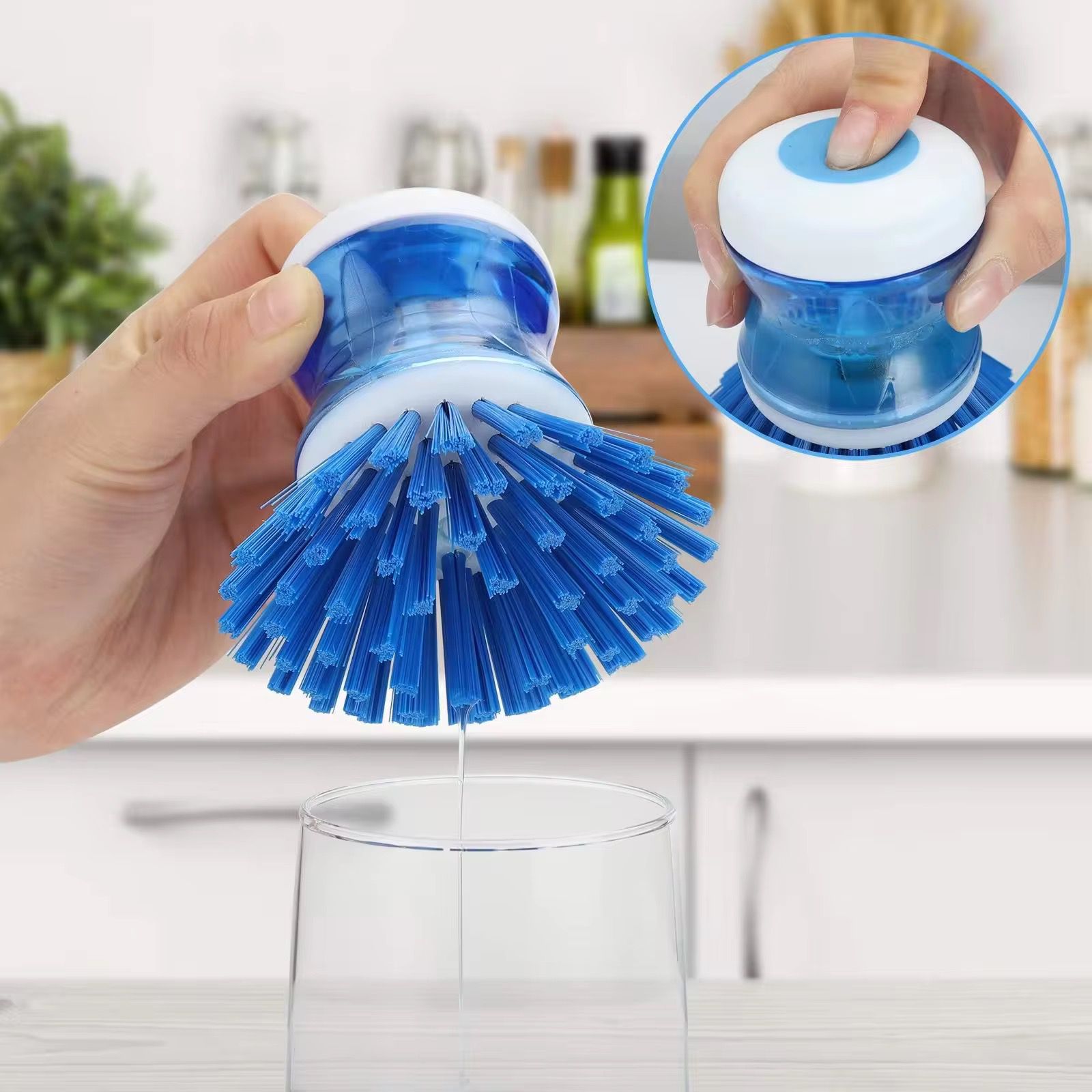 Soap Dispensing Dish Scrub Brush – Kitchen Cleaning Scrubber